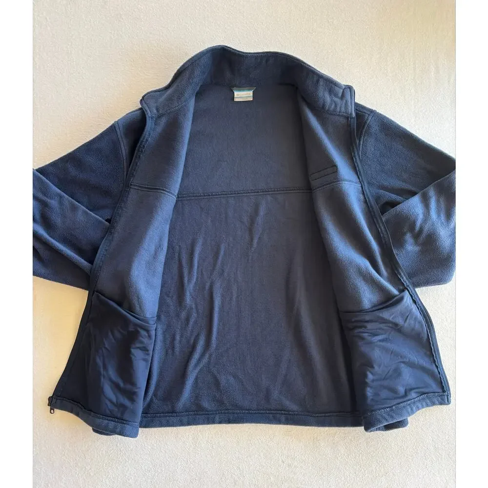 Columbia Full Zip Fleece Jacket Men’s 2XL Navy Blue Outdoors Warm Fall
